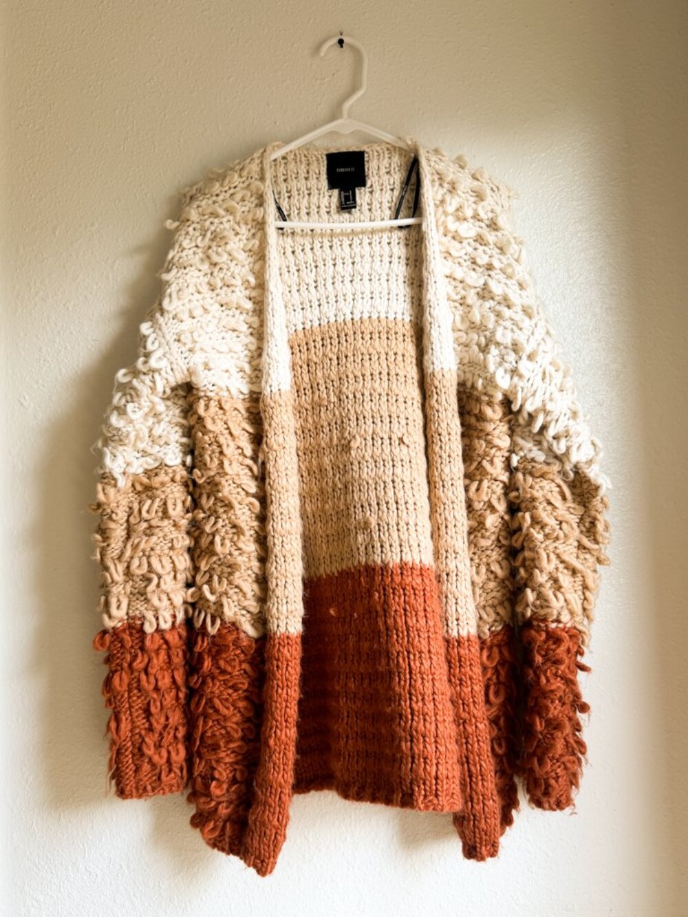 Super Cool Shaggy Loopy Boucle Knit Forever21 Cardigan